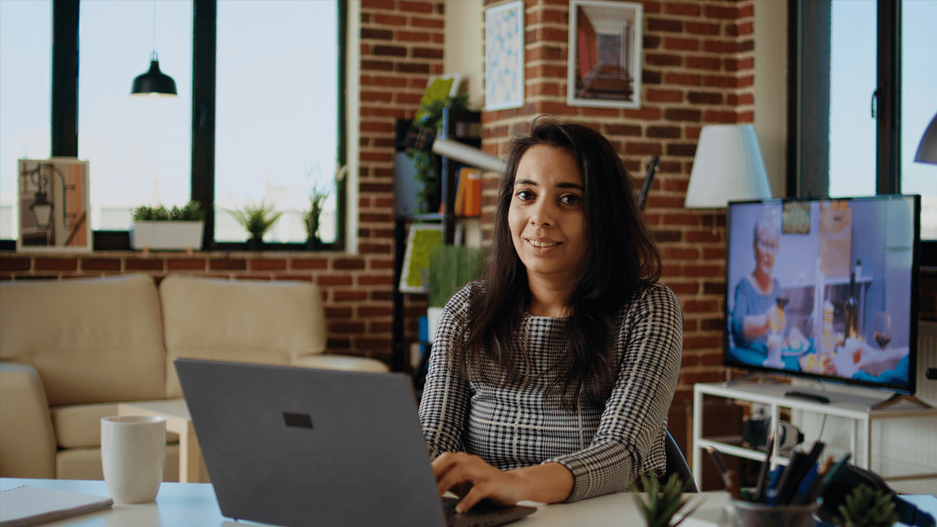 woman working on a laptop
