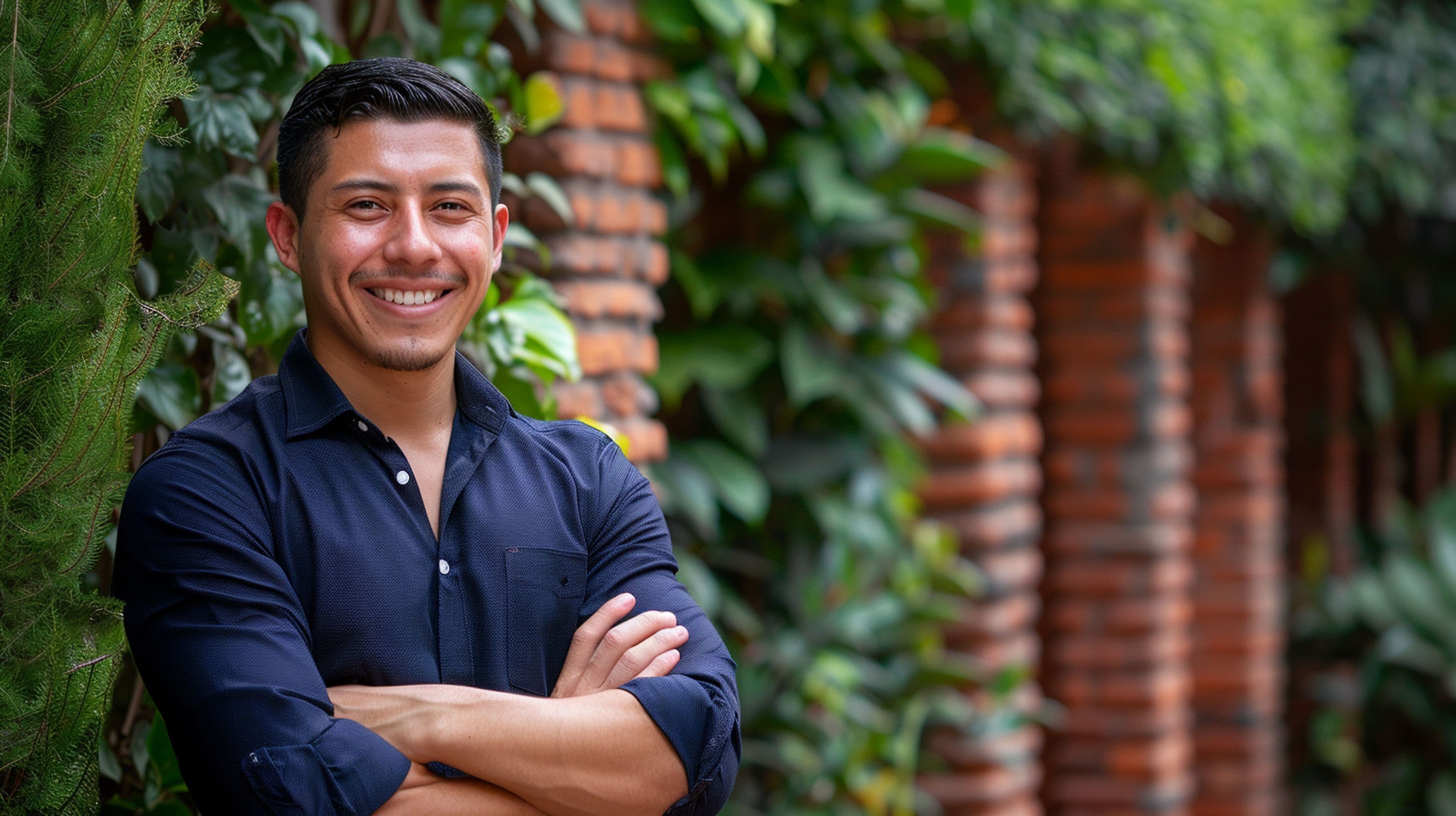 happy man smilling with arms crossed